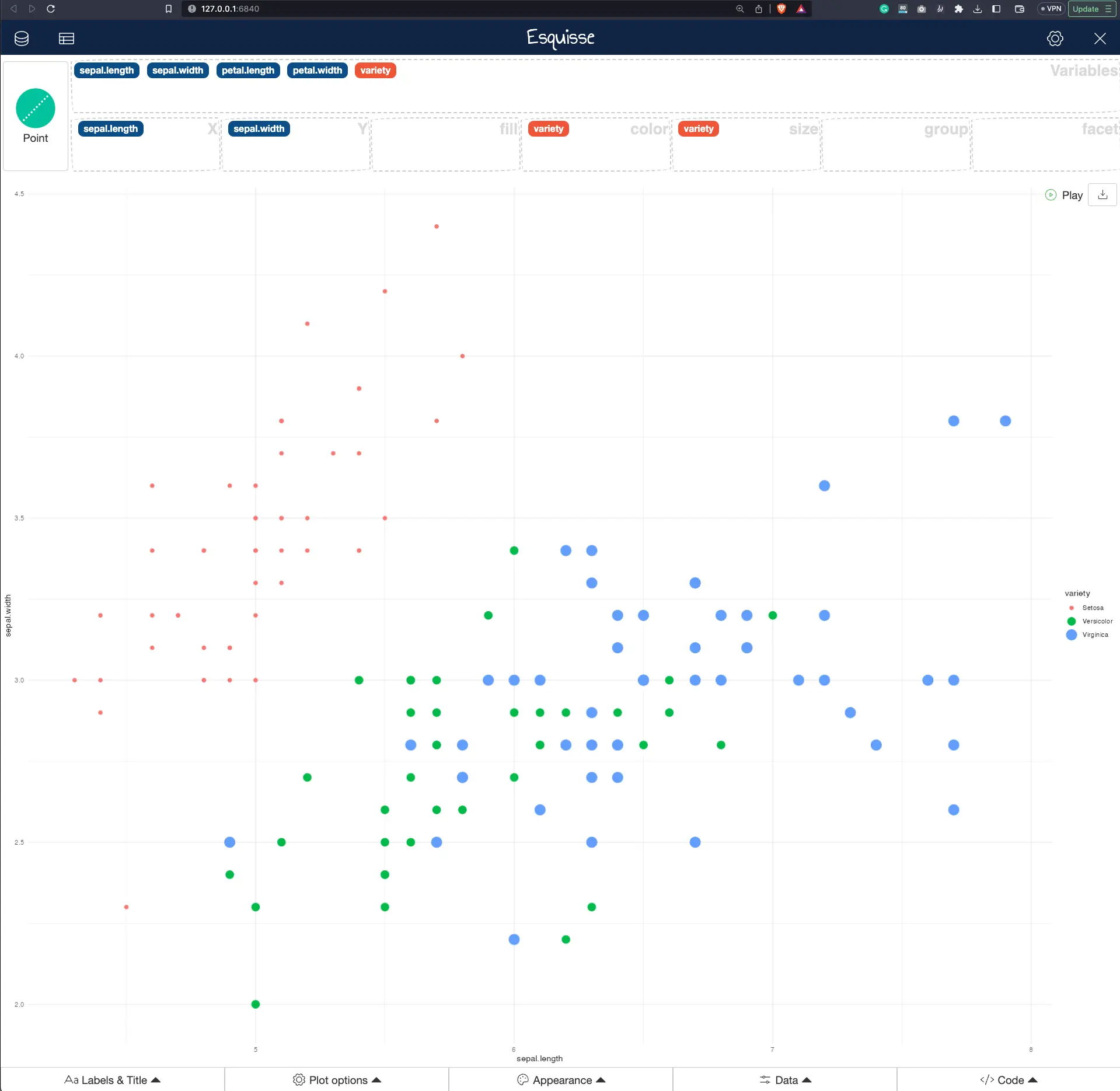 Running R Esquisse in the browser